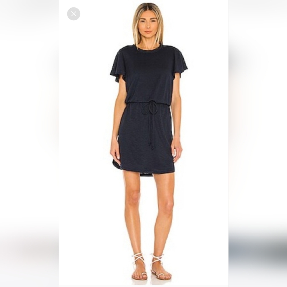 NWOT PAIGE Brielle Drawstring Waist T-Shirt Dress Atmosphere Navy Blue Casual